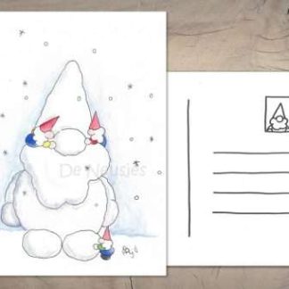 Kerstkaart spelen in de sneeuw de neusjes
