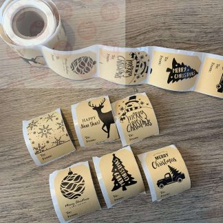 label stickers kerstmis